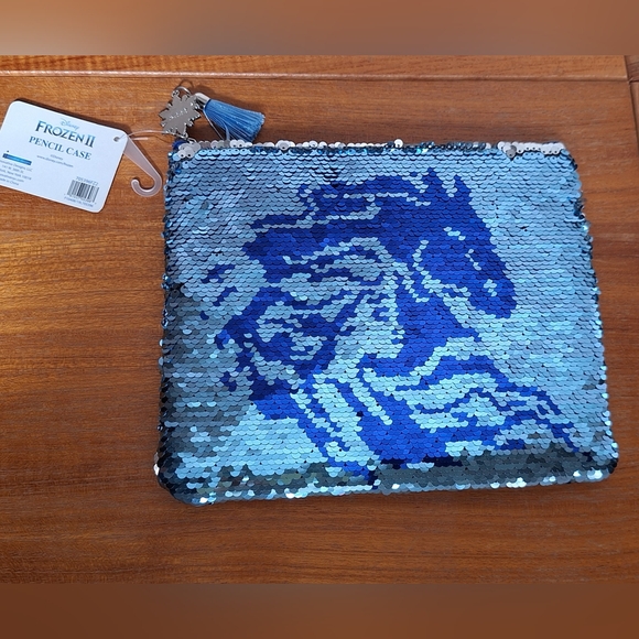 Disney Slippers Minnie Mouse Frozen Sequins Pencil Zip Pouch NEW Kid's Gift - Picture 3 of 9